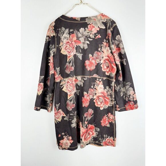 Solitaire Anthropologie Large Monarc Suedette Open Front Floral Cardigan - Picture 6 of 6